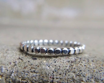 Beaded Decorative Sterling Ring ... Sterling stacking ring ... Sterling Spacer ... 2mm