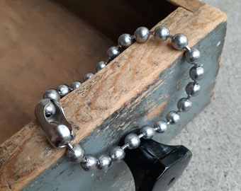 Large 6mm STAINLESS STEEL Ball Chain Bracelet, Metal Beads, Men’s Women’s Unisex, Metal Pearls