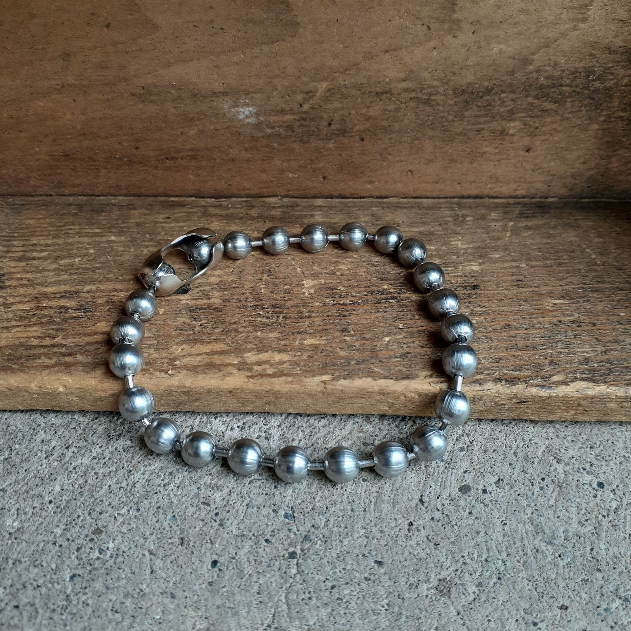 Large 6mm STAINLESS STEEL Ball Chain Bracelet Metal Beads Etsy