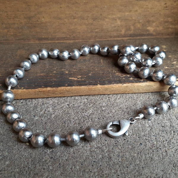 Chunky Stainless Steel Ball Chain Necklace with Lobster Claw, Extra Large, 8mm Metal Beads, Men’s Women’s Unisex