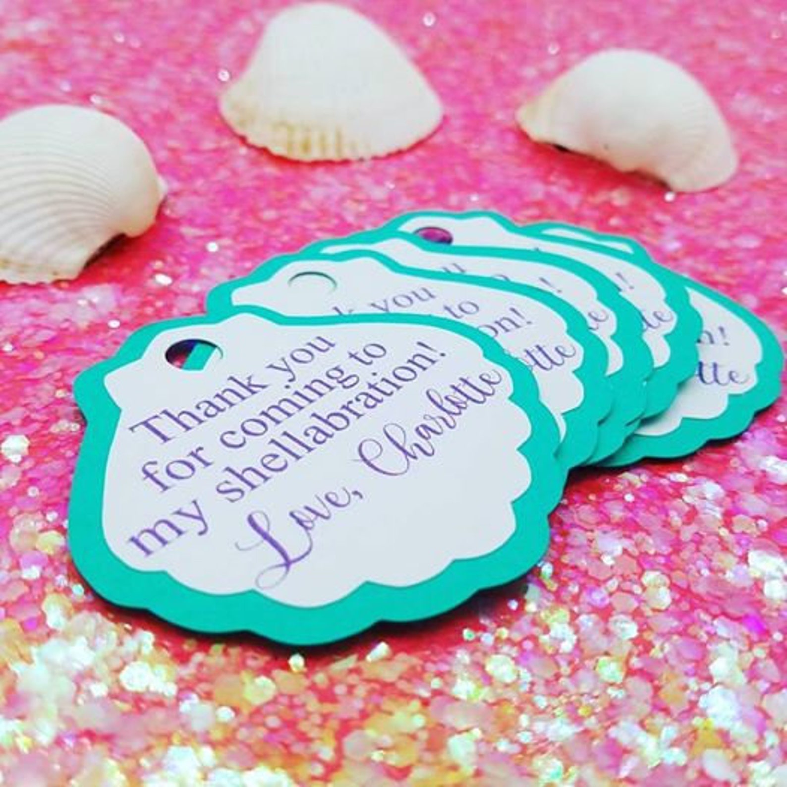 Clam Shell Thank You Tags Sea Shell Thank You Tags Under The | Etsy
