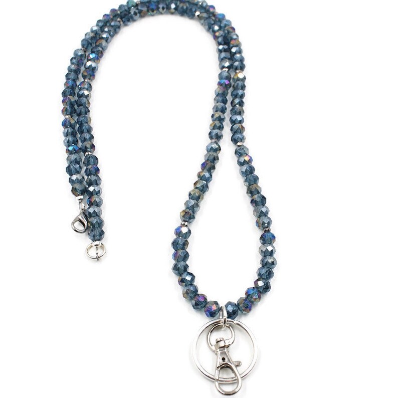 Lanyard Necklace Badge Holder Crystal Lanyard Blue Lanyard