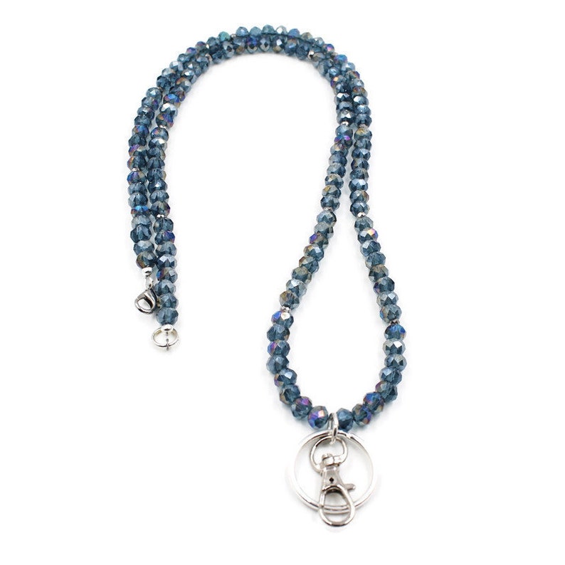 Lanyard Necklace Badge Holder Crystal Lanyard Blue Lanyard