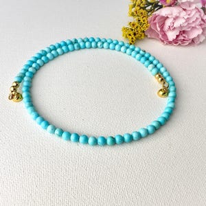 AAA+ Turquoise Necklace • Choker Necklace • Genuine Natural Blue Turquoise • Tiny Beaded Turquoise Layering Necklace • Dainty Necklace Gift