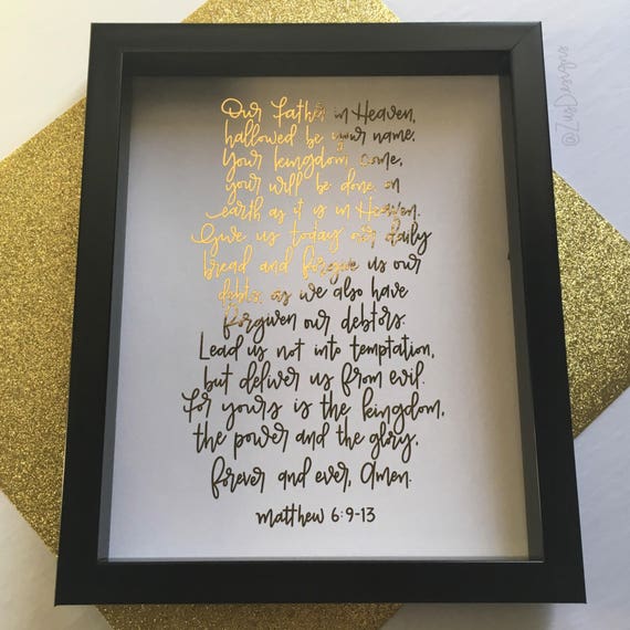 The Lord S Prayer Matthew 6 9 13 Handlettered Modern Etsy