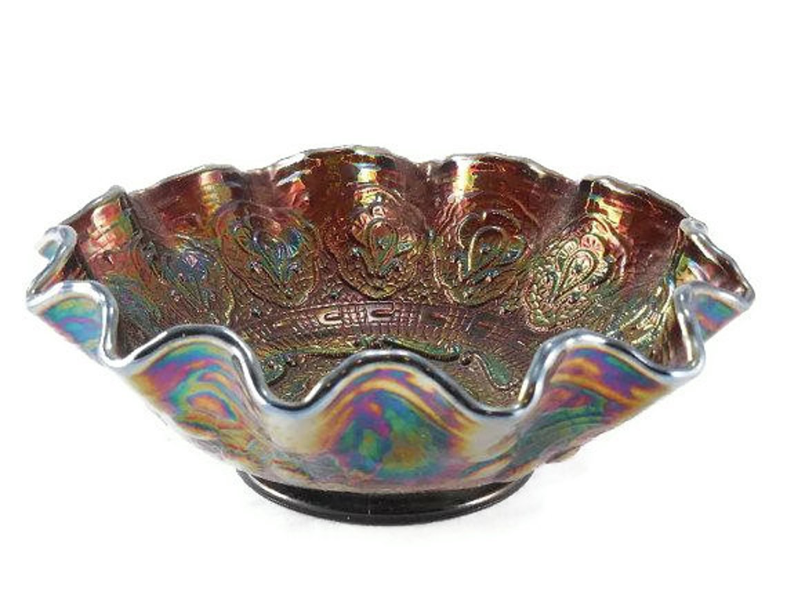Fenton Amethyst Carnival Glass Ruffle Bowl Persian Etsy