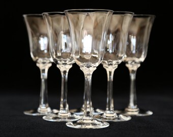 6 Vintage Crystal Wine Glasses by Lenox in Allure Optic Pattern