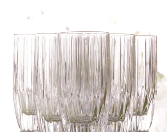 Cocktail Glasses Set of 6 in Vintage Mikasa Park Lane Crystal Pattern, Bar Cart Decor