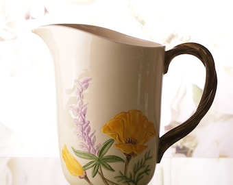 Vintage Pitcher in California Pottery Fransciscan Poppy for Spring Decor and Cottagecore Decor Display