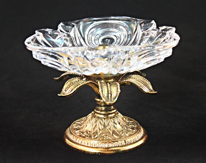 Hollywood Regency Ashtray Accurate Cast Crystal Brass - Etsy