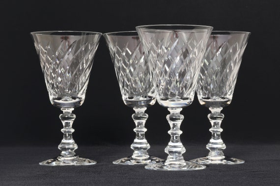 4 Vintage Crystal Water Glasses in the 4 Fostoria Ballet Pattern