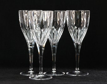 4 Vintage Wine Glasses, French Crystal White Wine Goblets, Cristal D'Arques-Durand Megeve Petale Pattern, Wedding Gifts, Sparkly Wine Stems