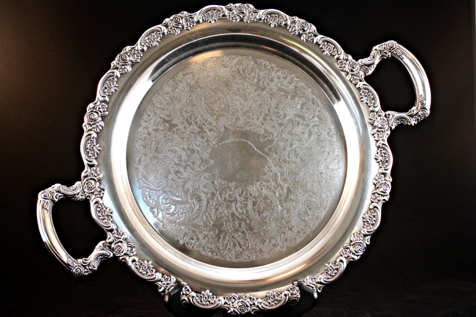Oneida Silver Plate Tray Fancy Round Silverplate Tray Etsy