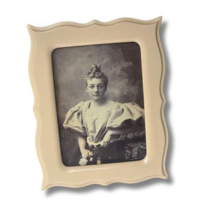 Antique Celluloid Picture Frame: Victorian Woman Photograph