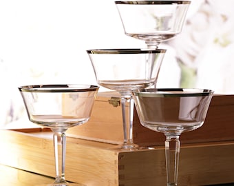 Lenox Solitaire Platinum Rim Champagne Coupe Glasses - Set of 4