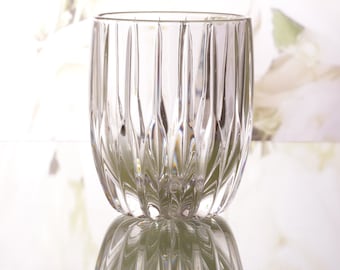 Whiskey Glass, Cut Crystal Double Old Fashioned Tumbler, Mikasa Park Lane Pattern Bourbon Glass, Bar Cart Glasses
