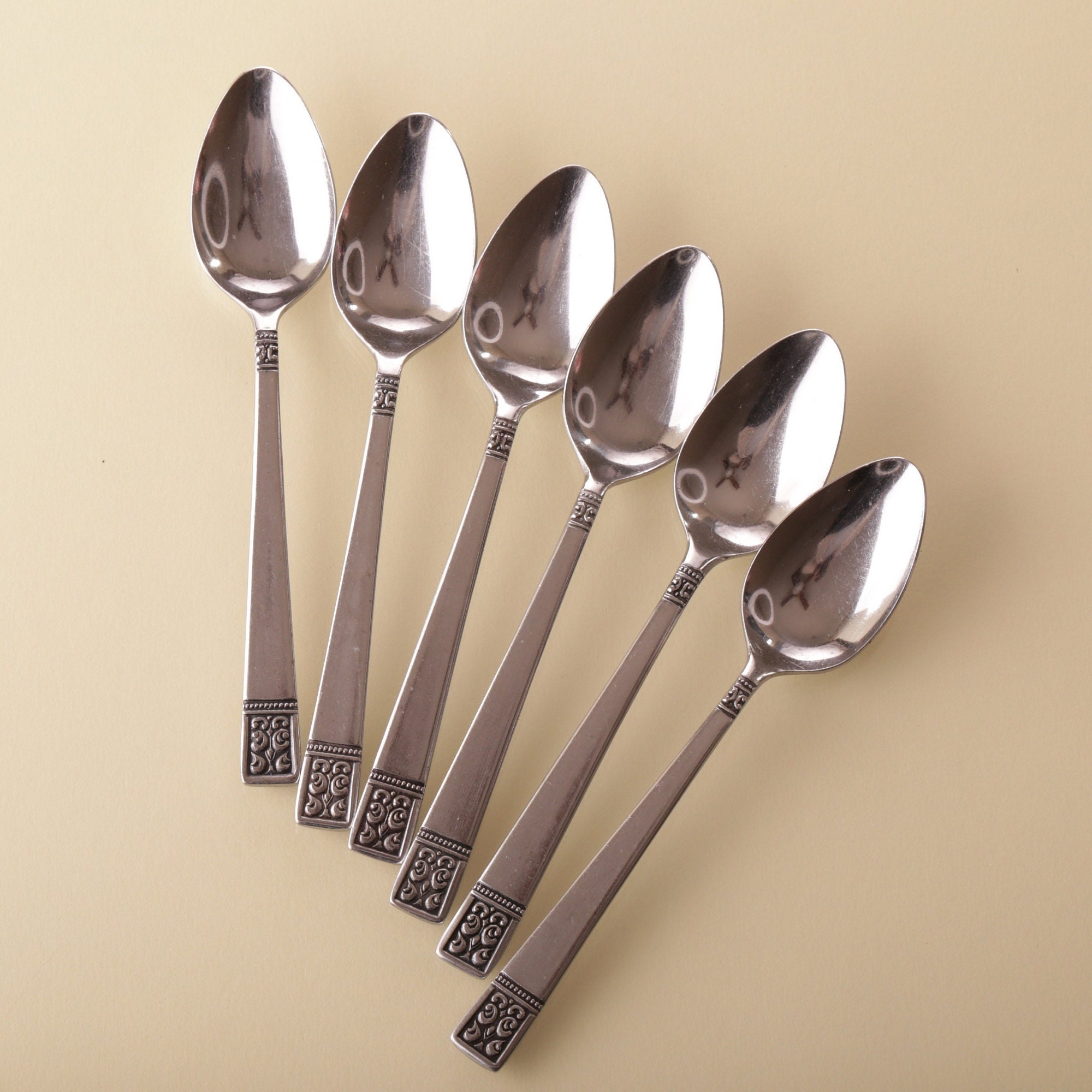 純銀　日本の伝統モチーフ スプーン 6本セット Set of 6 Teaspoons in Custom Design Japan Stainless Steel