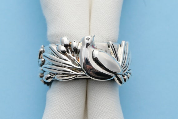 4 Vintage Silver Peace Dove Napkin Rings by Neiman Marcus Etsy