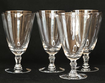 Vintage Fostoria Crystal Iced Tea Glasses - Platinum Rim Stemware, Set of 4