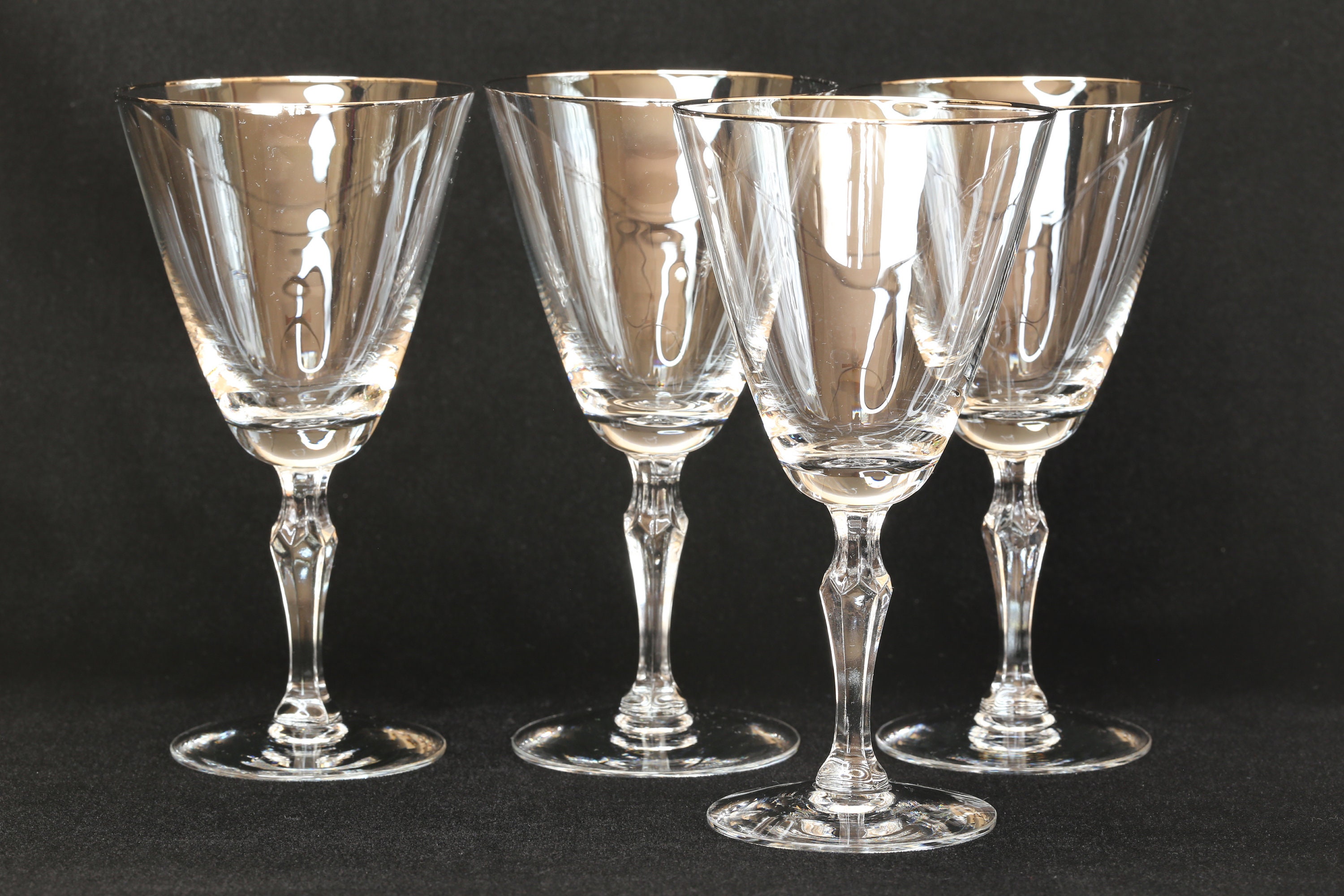 4 copas de vino de cristal vintage, Mikasa Córcega 1990, copas de agua de  cristal vintage altas, elegantes brindis de boda de cristal Regalos, -   México