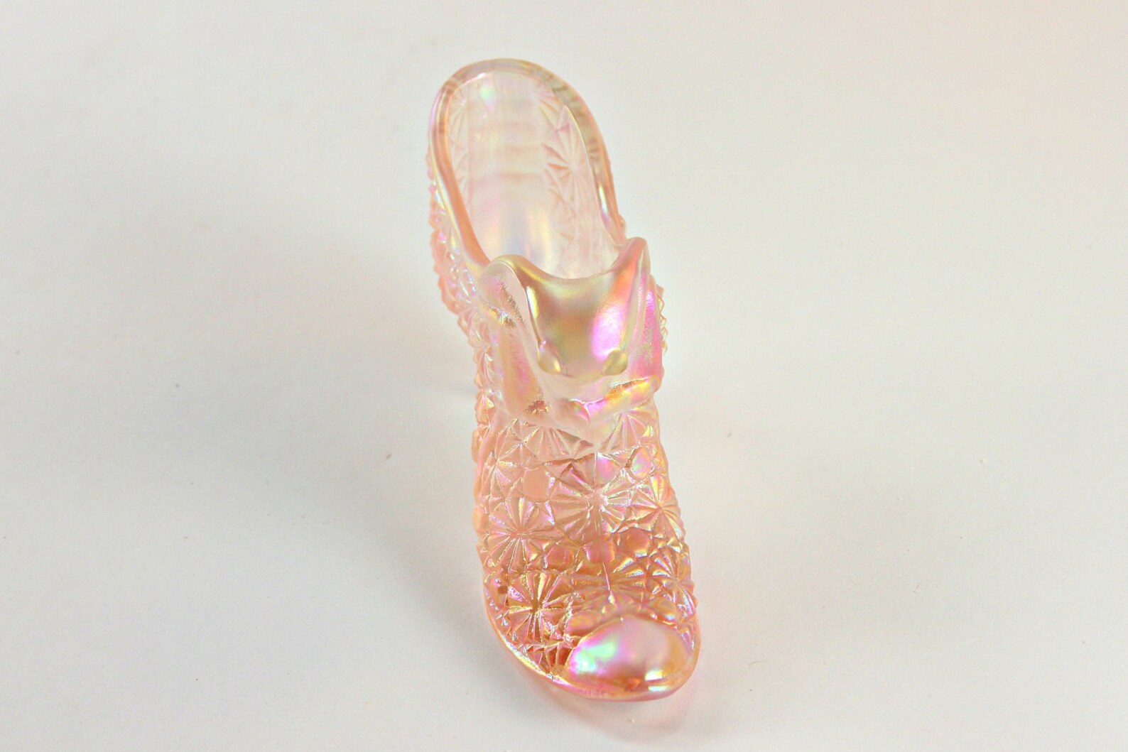 Fenton Shoe Fenton Glass Shoe Pink Iridescent Shoe Fenton Etsy
