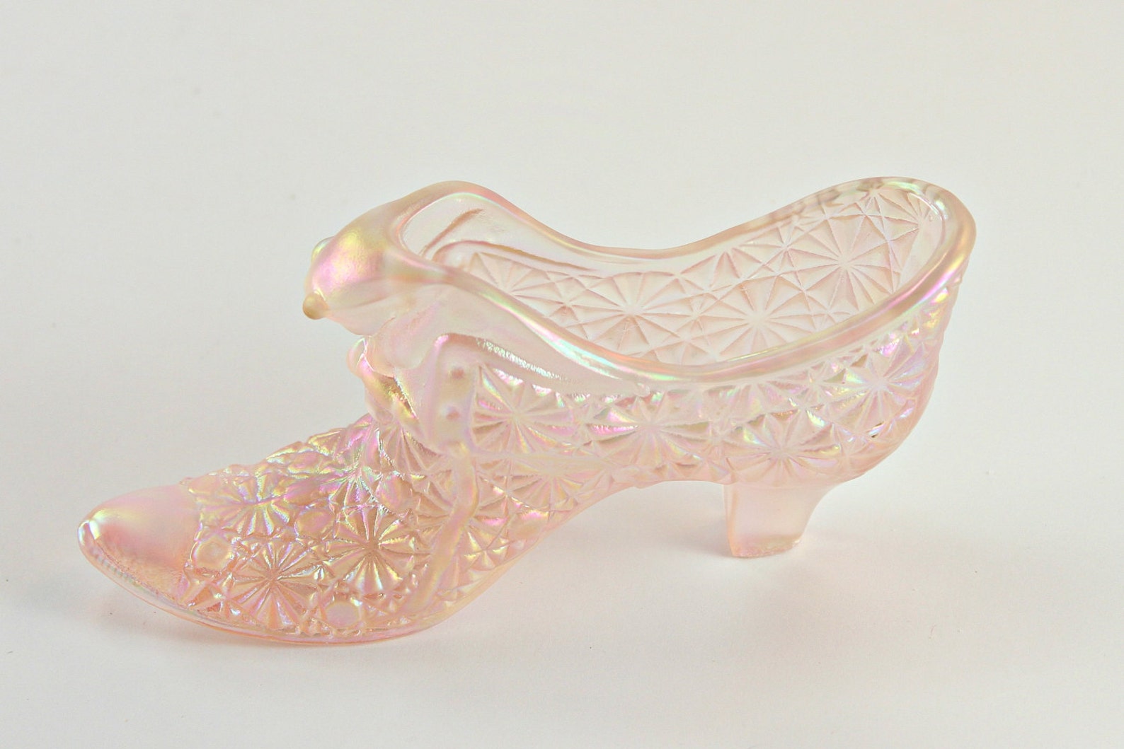 Fenton Shoe Fenton Glass Shoe Pink Iridescent Shoe Fenton Etsy