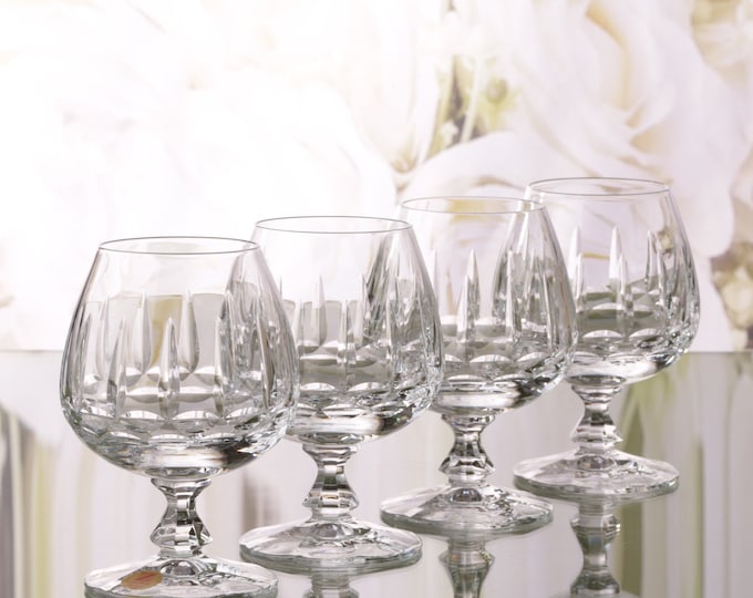 Vintage Crystal Brandy Glass Set of 4, Schott SCZ22 Zweisel Pattern