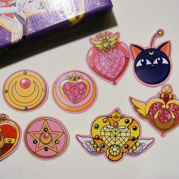 8 Sailor Moon Brooch and Luna P Stickers