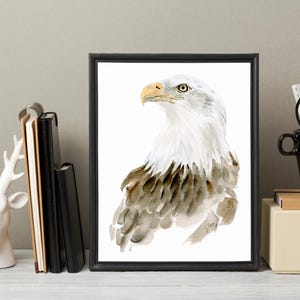 Águila calva: arte mural imprimible en acuarela, pintura digital descargable