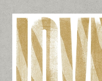 Love absolu - Gold - Typographic Screenprint Poster