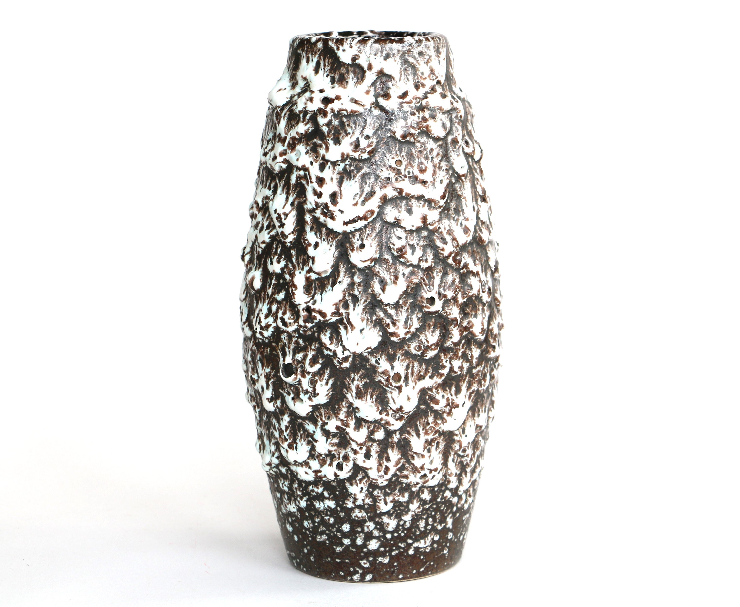Scheurich Fat Lava Vase 248-22: White Drip Glaze, West German