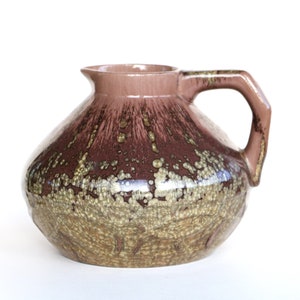 Sarreguemines art deco vase French art pottery cristalline glaze vintage ceramic vase unique taupe amber 1930's hand decorated with flaw
