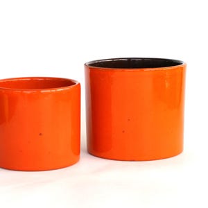 Set of 2 bright orange plant pots ceramic planters west german pottery flower pot cover mid century cactus vintage indoors planter modernist