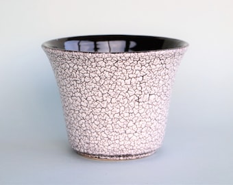 Jasba Cortina black white planter amazing fifties West German pottery plant pot ceramic indoors cactus flower pot cover vintage
