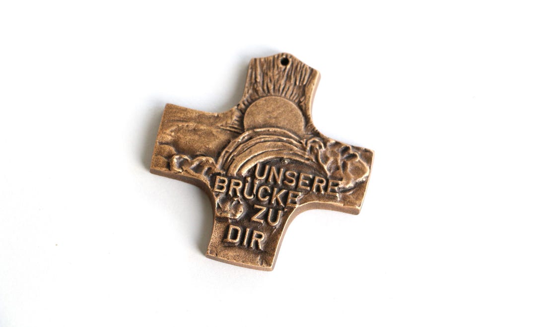 ヴィンテージブロンズ聖体拝領十字架：ミッドセンチュリーモダン