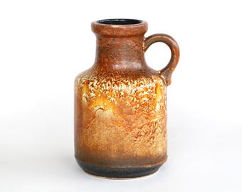 Scheurich 414-16 vase Fat Lava haro glaze West german pottery caramel brown modernist