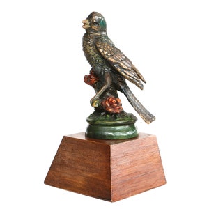 Hand Carved Black Forest Bird Figurine: Antique German Wood Sculpture