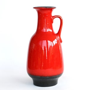 Stunning red black Jasba vase 1231-25 West German pottery Mid century Modern fat lava ceramic vintage modernist vase glossy glaze