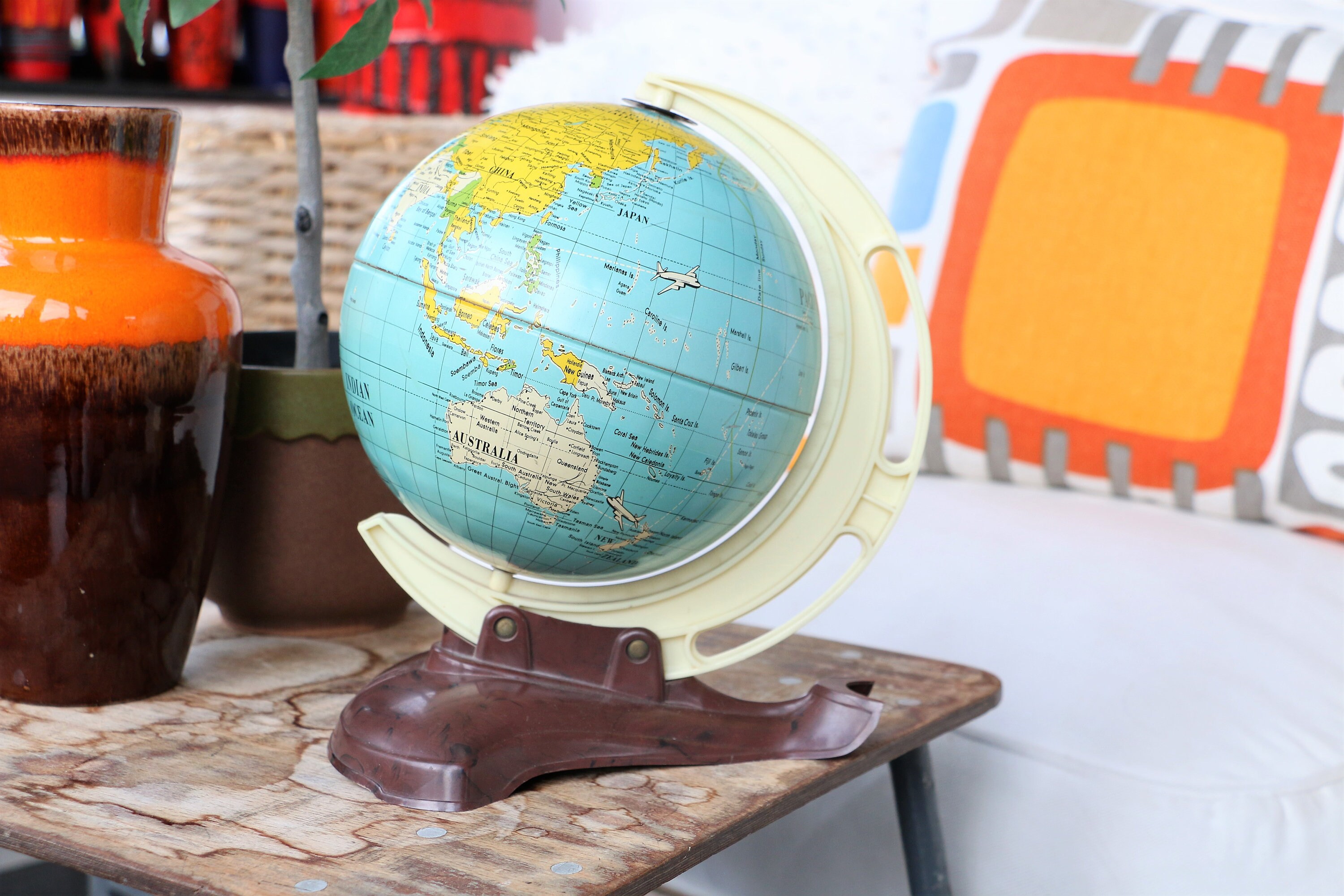 MS desk globe Western Germany globus plastic metal retro | Etsy