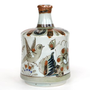 El Palomar bottle vase Mexico ceramic stopper bottle Tonala flowers birds marked and original label butterfly handpainted