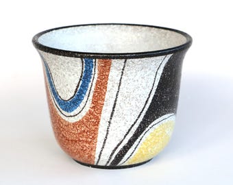 Ruscha Keramik modernist Planter: handpainted Mid Century Modern Milano decor
