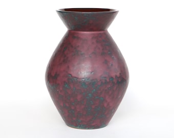 1960年代のヴィンテージ紫色の花瓶、西ドイツの溶岩陶器、レトロな