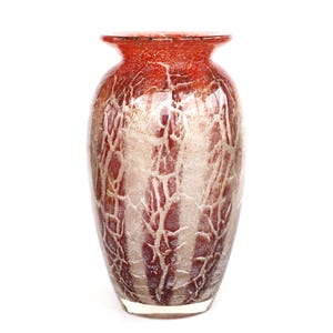 Large WMF Ikora glass vase Karl Wiedmann design Art Deco blown crystal glass vase handmade vintage 1930-1939 coral brown clear heavy vase