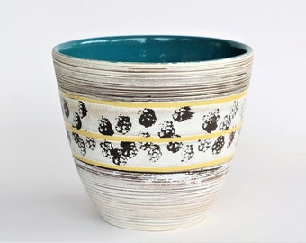 Maceta de cerámica vintage de Alemania Occidental: maceta de cactus modernista de mediados de siglo