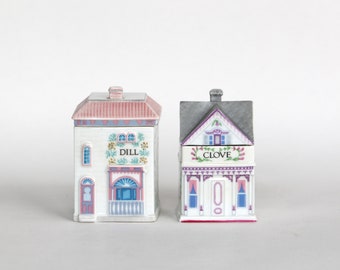 Vintage Lenox Gewürz Dorfhaus Cottage Gewürzdosen Dill Nelke Goldina Art-Collections European Edition 1989 Porzellan