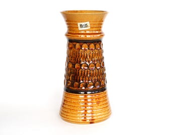 Bay Keramik vase 76-25 West German pottery vintage caramel brown modernist 60s Bodo Mans