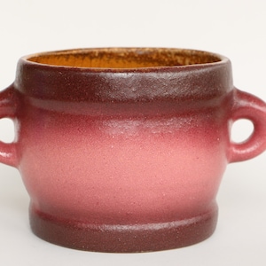 Vest Keramiek planter Van Woerden pottery plant pot Dutch P3 hand made rustic seventies brown pink plum modernist flower cactus pot