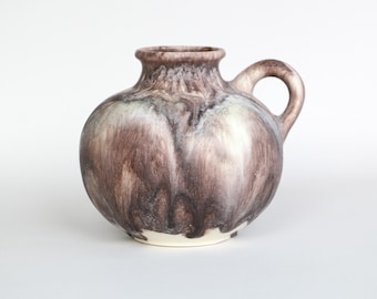 Ruscha vase 618-1 West German pottery brown beige drip mid century modernist drip glaze