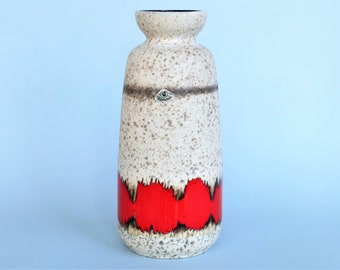 Uebelacker vase 1276-25 West German pottery like scheurich lora red beige ceramic vase vintage mid century modern modernist U-Keramik