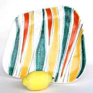 Assiette à gâteau Georg Schmider : poterie moderne Mid-Century ouest-allemande